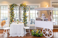 Bride Shower. A Delightful Gazebo Adorned with Flowers, cake, cookies, wine, wine glasses. Wedding - PhotoDune Item for Sale