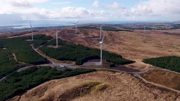 Aerial View of the Cloghervaddy Windfarm Between Frosses and Glenties in County Donegal