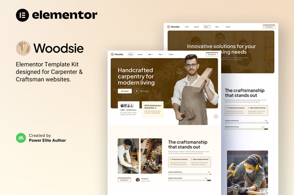 Woodsie – Carpenter & Craftsman Elementor Template Kit