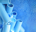 Blue pipe and plastic polymer pellets raw material for blue pvc pipe production. Industrial plastic - PhotoDune Item for Sale