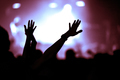 Crowd at a music concert, audience raising hands up - PhotoDune Item for Sale