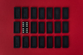 Domino minimalistic red and black background. - PhotoDune Item for Sale