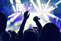 Crowd at a music concert, audience raising hands up - PhotoDune Item for Sale