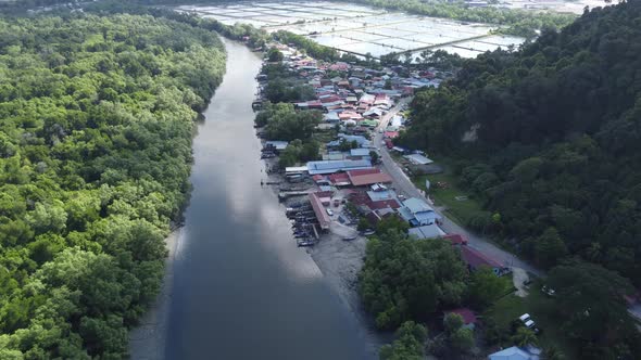 Aerial view fishing village