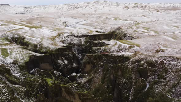 Drone Flight Over Landscape And Fjaorargljufur Canyon