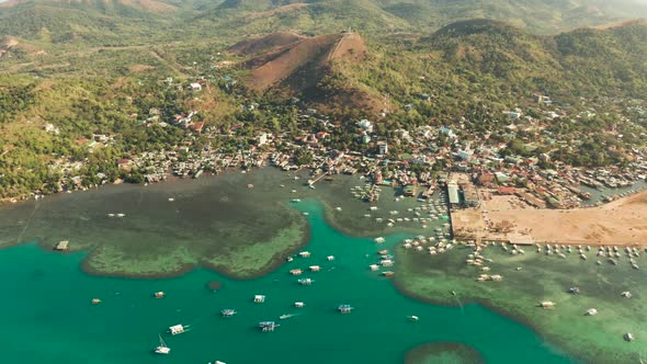 Coron Town Aerial View. Philippines, Palawan, Busuanga