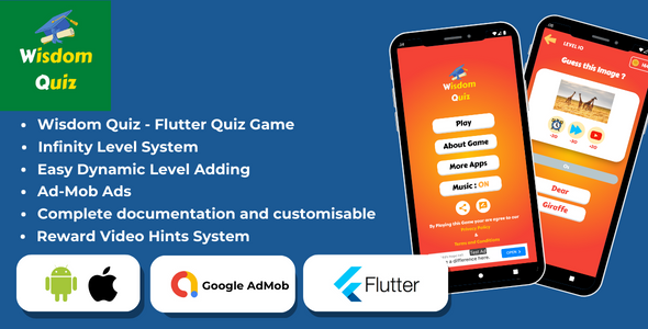 Wisdom Quiz - Futter Quiz Game for Android and IOS with  Admin Panel & Ad integration