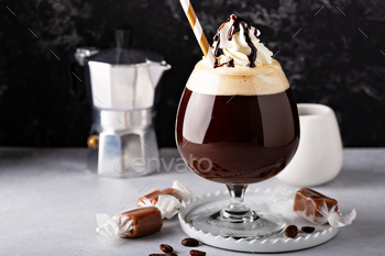 Coffee mocha with chocolate syrup
