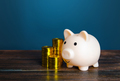 Piggy bank and money coins. Savings. Enrichment and wealth.  - PhotoDune Item for Sale