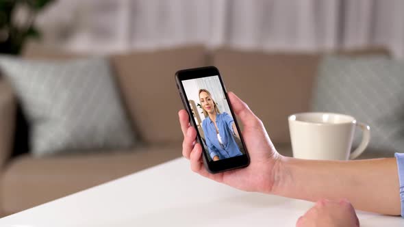 Woman Having Video Call on Smartphone at Home 136