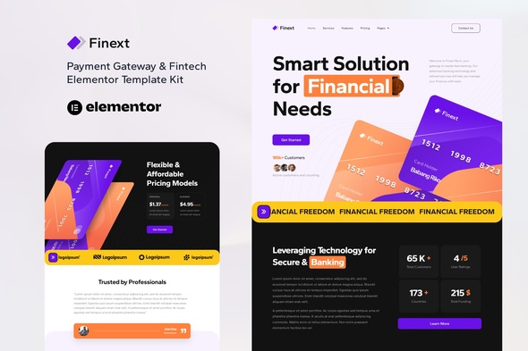 Finext – Payment Gateway & Fintech Elementor Template Kit