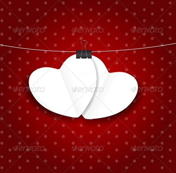 Valentines Day Paper Heart Background - Vector