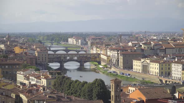 Long Shot of Ponte Vecchio in Florence, Italy