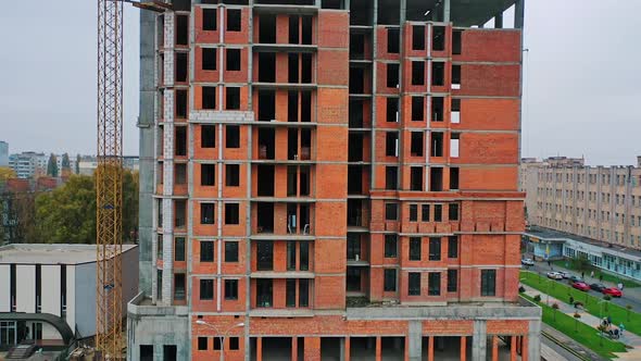 construction of a residential apartment complex. Multi-storey building under construction.