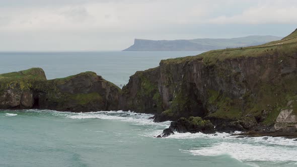 Carrick-a-Rede Rope Bridge, part of the Causeway Coastal Route on the north coast of Northern Irelan