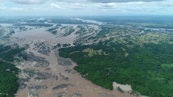 4.000 islands near Don Det in southern Laos seen from the sky