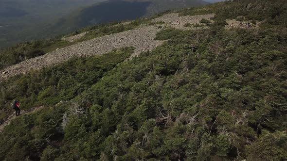 Aerial footage of White Cap Mountain situated within the watershed of the Pleasant River located in