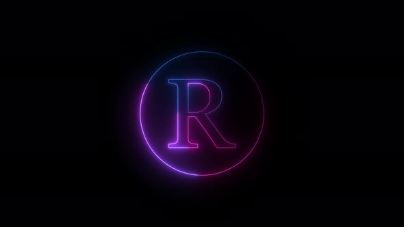 Neon R Text Intro Animation On Black Background