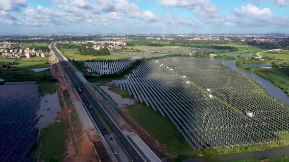 Aerial photo of solar power plant