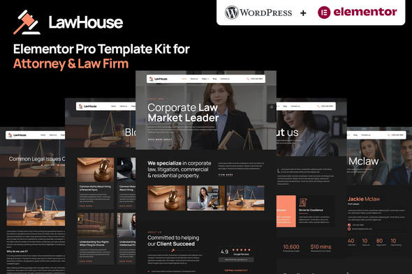 Lawhouse - Attorney Law Firm Elementor Pro Template Kit