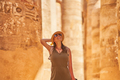 Tourist woman in Karnak Temple in Luxor Egypt - PhotoDune Item for Sale