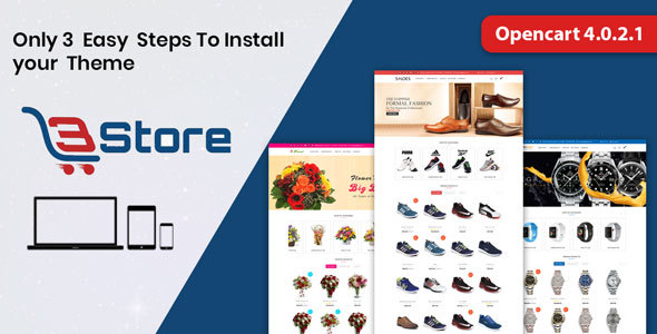 3store OpenCart 3 and 4 Website Template(Watch,flower,shoes)