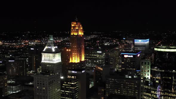 Aerial video Downtown Cincinnati Ohio USA