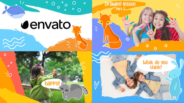 Cartoon Kids Slideshow || DaVinci Resolve