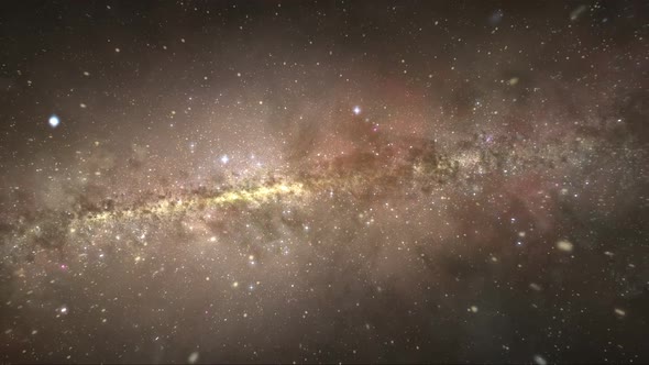 Spectacular view of a glowing galaxy - gravitationally bound system of stars.
