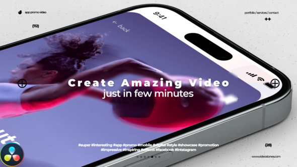 Modern App Promo - Clean Promo Video Phone Mockup for Davinci Resolve