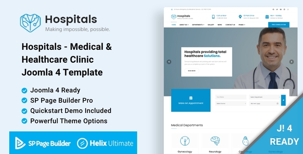 Hospitals - Medical & Healthcare Clinic Joomla 4 Template