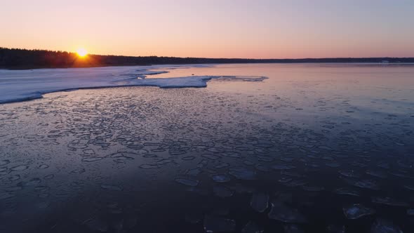 Winter Sea Ice at Sunset