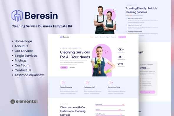 Beresin - Modern Cleaning Service Business Elementor Kit