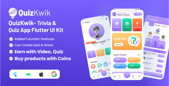 QuizKwik - Ultimate Quiz App UI Template