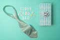 Father's day poster with tie and gift box on mint background - PhotoDune Item for Sale