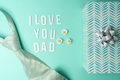 Father's day poster with tie and gift box on mint background - PhotoDune Item for Sale