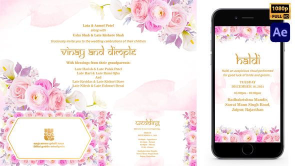 Indian Floral Wedding Invitation Style 07