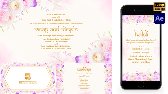 Indian Floral Wedding Invitation Style 09 alt