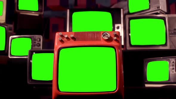 Vintage TVs Green Screen.