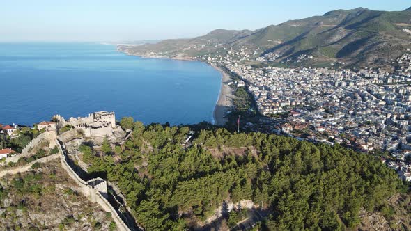 Aerial View Alanya Castle  Alanya Kalesi