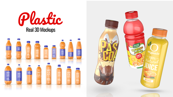 Plastic Bottle Real 3D Mockups