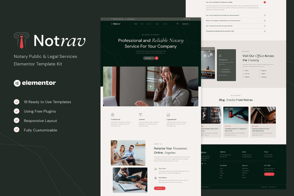 Notrav - Notary Public & Legal Services Elementor Template Kit