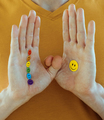 Men's hands with colored emojis in colors of the lgbt flag friendly waving hello - PhotoDune Item for Sale