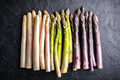 Top view of green, purple and white asparagus sprouts - PhotoDune Item for Sale