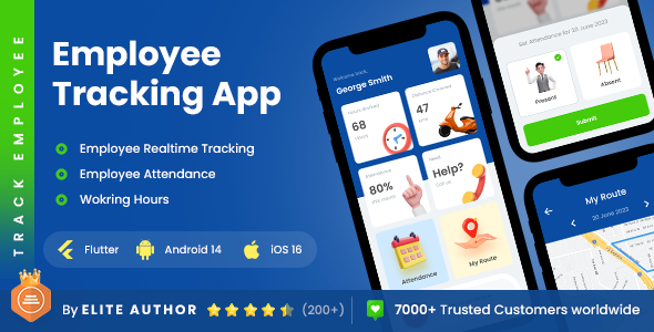4 App Template | Employee Tracking App | Employee Management  | Staff Attendance App| Track Employee