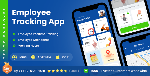 4 App Template | Employee Tracking App | Employee Management App| Staff Tracking App| Track Employee