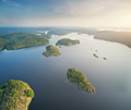 Island on lake during sunset, aerial view. - PhotoDune Item for Sale
