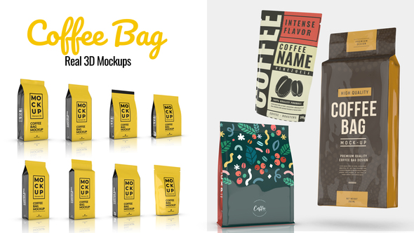 Coffee Bag Real 3D Mockups