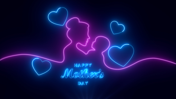 Neon Line Mother's Day Card V4