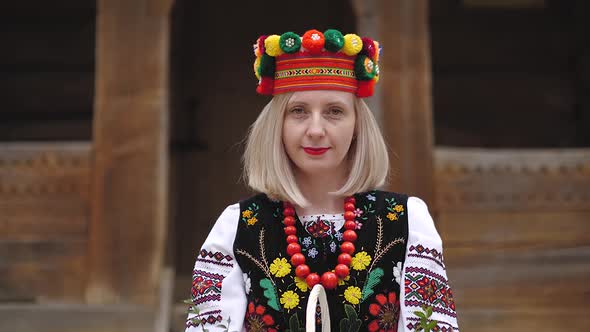 Ukrainian Woman in Traditional Ukrainian National Costume